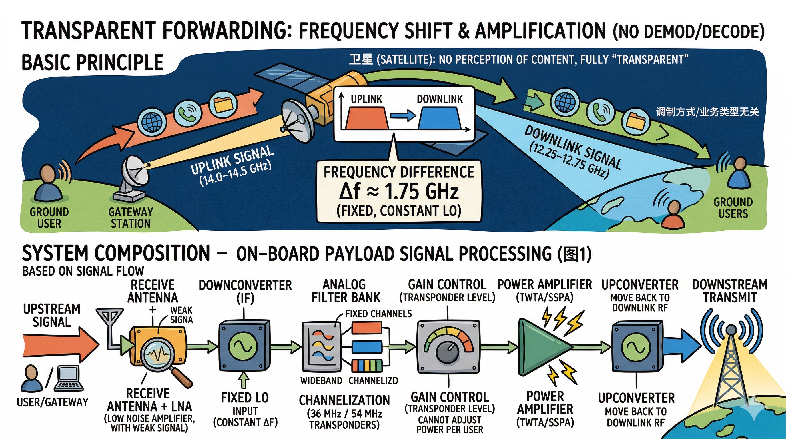 通信卫星的数字柔性转发 DTP模式(一) 透明转发及其痛点 通信卫星的数字柔性转发 DTP模式(一) 透明转发及其痛点